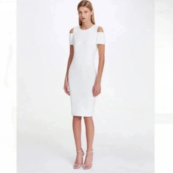 NWOT Calvin Klein Cold Shoulder Scuba Dress Size 8 - Picture 2 of 6